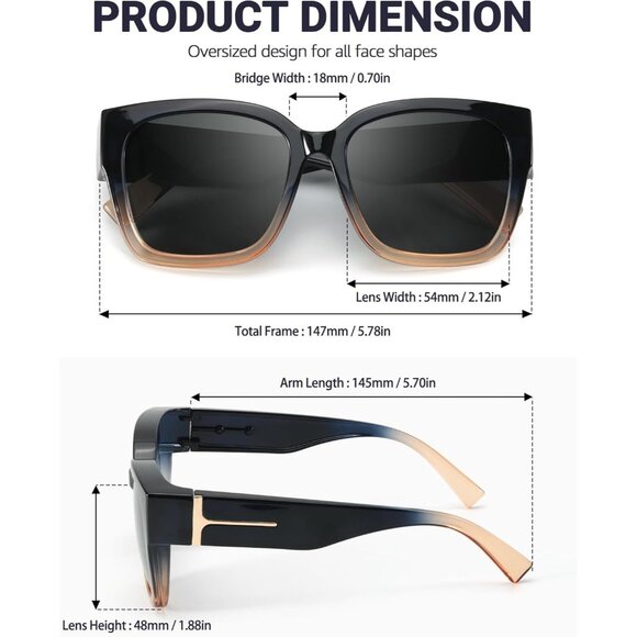 🆕 Women Brown Trendy Polarized Sunglasses Oversized Fit Over Driving Protection - Picture 4 of 5